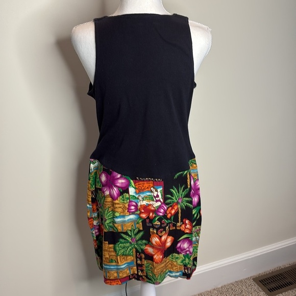 DBA-LA Black Tank Top Look with Tropical Print Dress. Drop Waist. 11/12. Y2K - Picture 4 of 9
